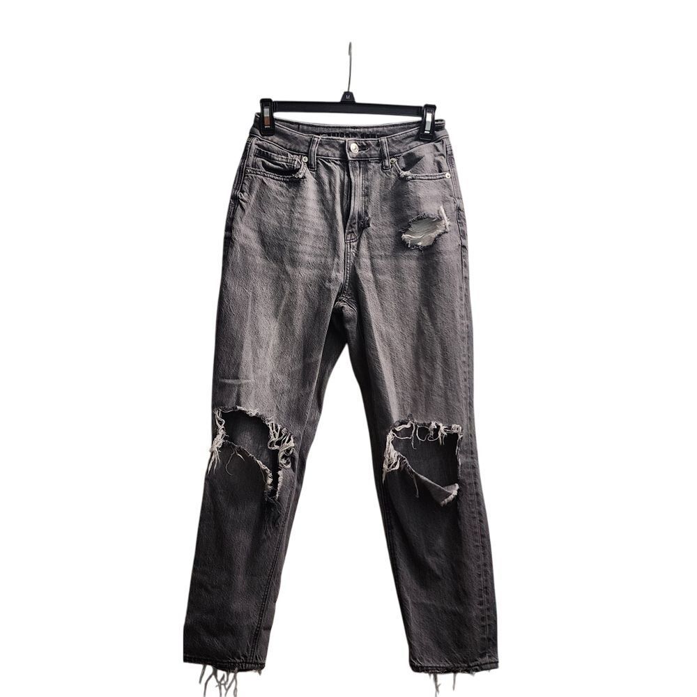 American Eagle Distressed Mom Jeans Ripped Knee Grunge Streetwear Size 2